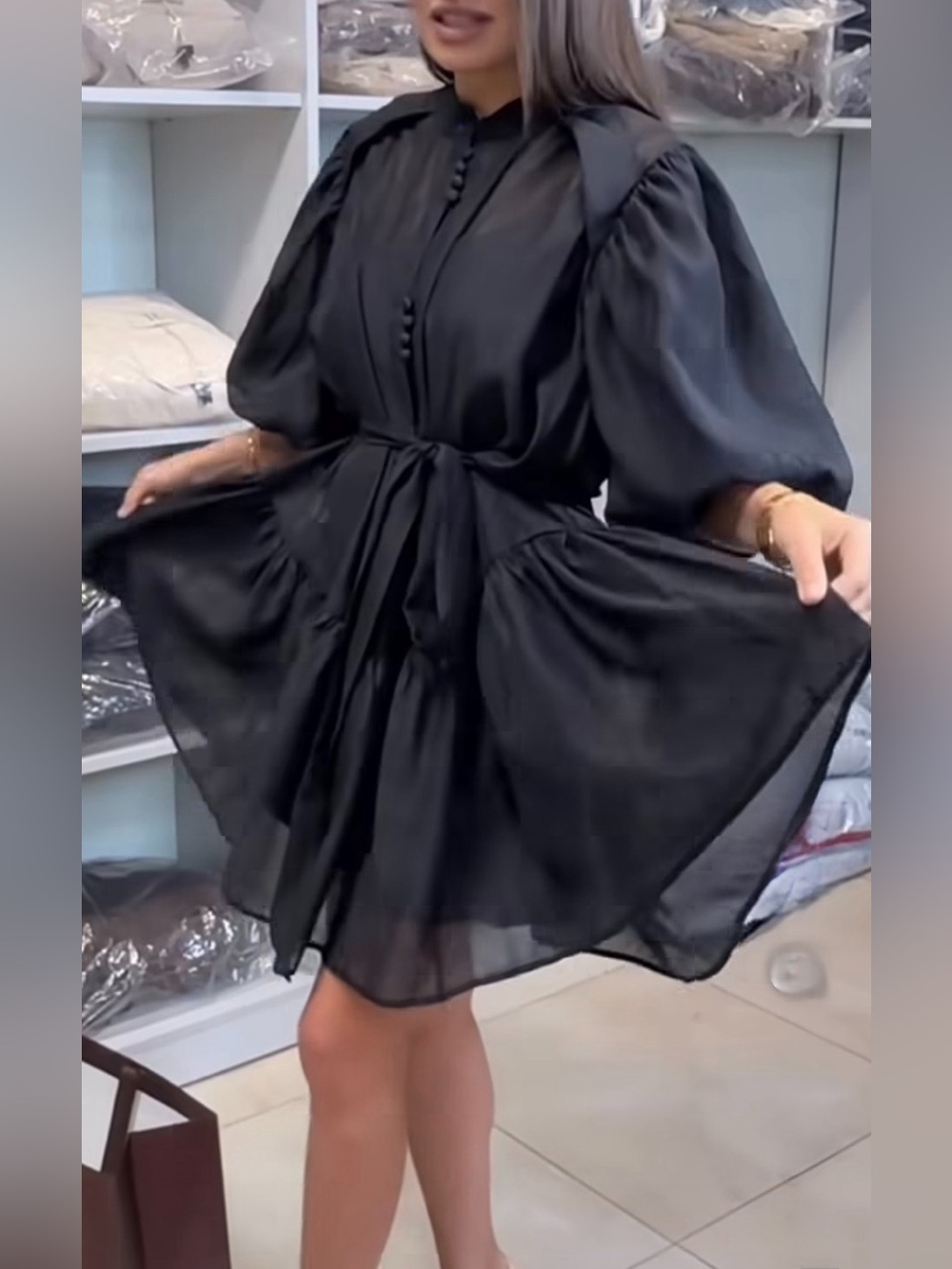 ✨Black Flowy Dress.NEW with tags. Size S-M